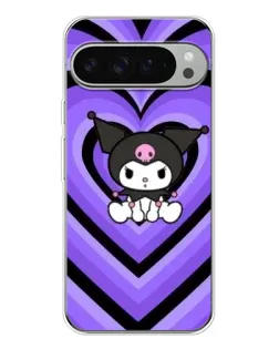 Чехол для Google Pixel 10 Pro XL с картинкой «Kuromi и фиолетовые сердца»