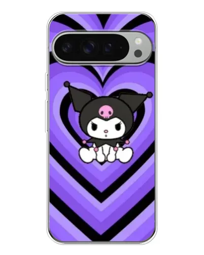 Чехол для Google Pixel 10 Pro XL с картинкой «Kuromi и фиолетовые сердца»