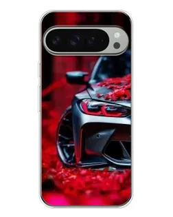 Чехол для Google Pixel 10 Pro XL с картинкой «Спортивная BMW и цветы»
