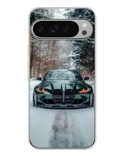 Чехол для Google Pixel 10 Pro XL с картинкой «BMW в зимнем лесу»