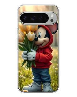 Чехол для Google Pixel 10 Pro XL с картинкой «Микки с тюльпанами»