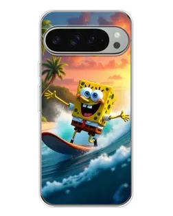 Чехол для Google Pixel 10 Pro XL с картинкой «Губка Боб серфингист»