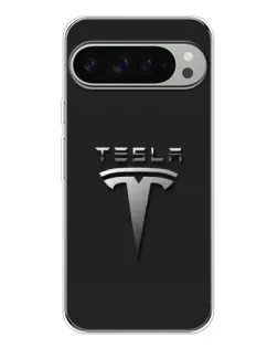 Чехол для Google Pixel 10 Pro XL с картинкой «Стальной логотип Tesla»