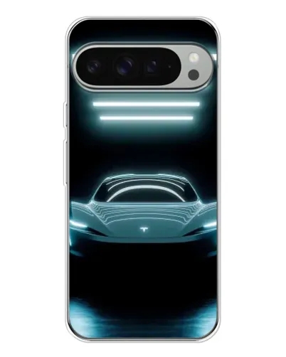 Чехол для Google Pixel 10 Pro XL с картинкой «Tesla в неоне»