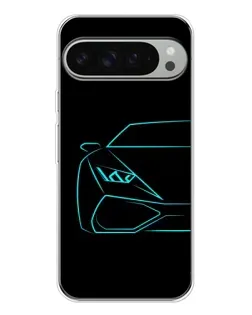 Чехол для Google Pixel 10 Pro XL с картинкой «Голубой силуэт Lamborghini»