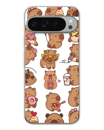 Чехол для Google Pixel 10 Pro XL с картинкой «Стикерпак с капибарами»