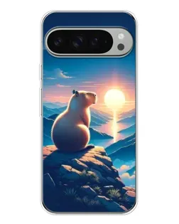 Чехол для Google Pixel 10 Pro XL с картинкой «Закат солнца с капибарой»