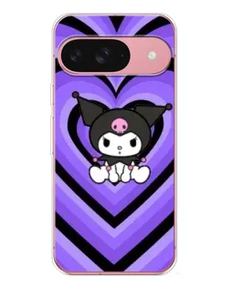 Чехол для Google Pixel 10 Pro с картинкой «Kuromi и фиолетовые сердца»
