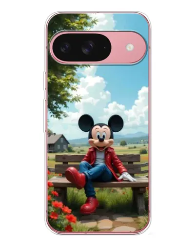 Чехол для Google Pixel 10 Pro с картинкой «Микки на скамейке»