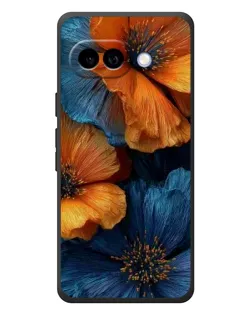 Чехол для Google Pixel 10a с картинкой «Яркая сине-оранжевая флора»