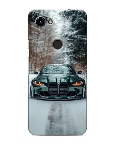 Чехол для Google Pixel 3 XL с картинкой «BMW в зимнем лесу»