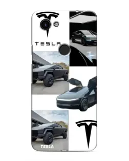Чехол для Google Pixel 3 XL с картинкой «Коллаж Cybertruck Tesla»