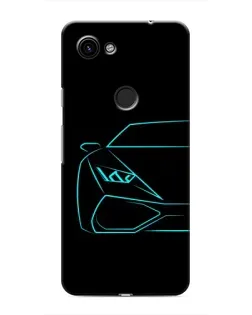 Чехол для Google Pixel 3 XL с картинкой «Голубой силуэт Lamborghini»