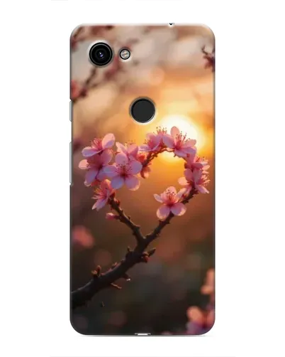 Чехол для Google Pixel 3 XL с картинкой «Розовый цвет сердце на фоне заката»