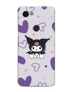 Чехол для Google Pixel 3a XL с картинкой «Kuromi и лавандовые сердца»