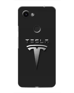Чехол для Google Pixel 3a XL с картинкой «Стальной логотип Tesla»