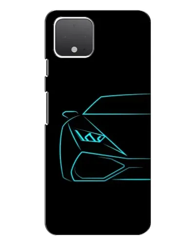 Чехол для Google Pixel 4 XL с картинкой «Голубой силуэт Lamborghini»