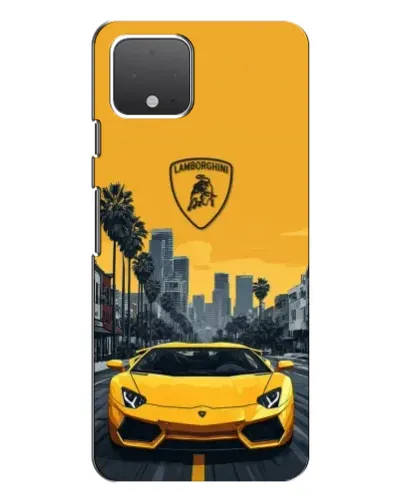 Чехол для Google Pixel 4 с картинкой «Желтый Lamborghini город»