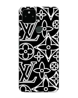 Чехол для Google Pixel 4a 5G с картинкой «Черно-белый узор LV»