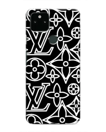 Чехол для Google Pixel 4a 5G с картинкой «Черно-белый узор LV»
