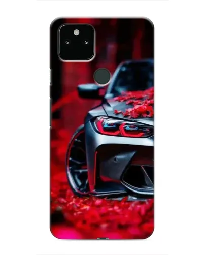 Чохол для Google Pixel 4a 5G з картинкою «Спортивна BMW та квіти»