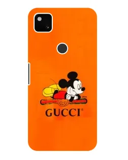 Чехол для Google Pixel 4a с картинкой «Микки Маус Gucci — оранж»