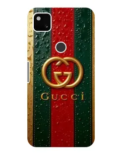 Чехол для Google Pixel 4a с картинкой «Gucci — фирменная полоса и золото»
