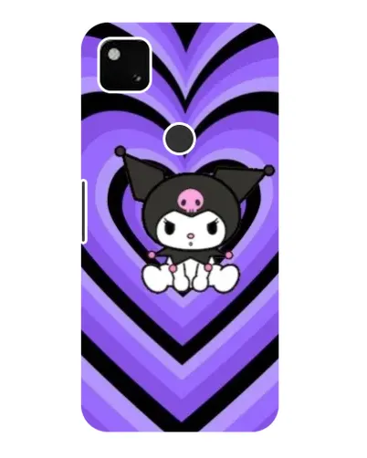 Чехол для Google Pixel 4a с картинкой «Kuromi и фиолетовые сердца»