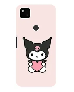 Чехол для Google Pixel 4a с картинкой «Kuromi и сердце»