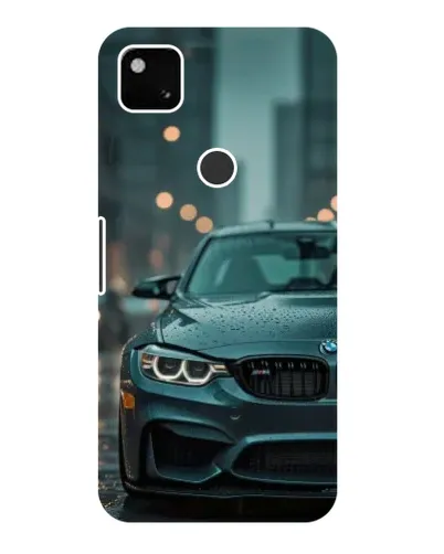 Чехол для Google Pixel 4a с картинкой «BMW в огнях города»