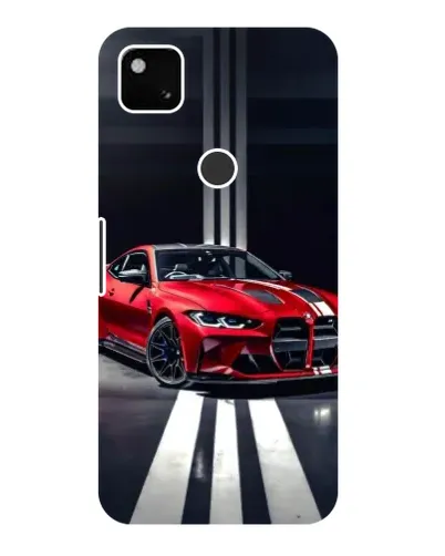 Чехол для Google Pixel 4a с картинкой «Красная BMW на дороге»