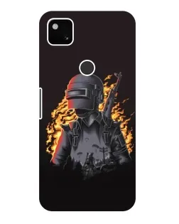 Чехол для Google Pixel 4a с картинкой «PUBG — огненный силуэт»