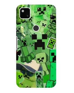 Чехол для Google Pixel 4a с картинкой «Криперы Minecraft»