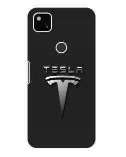 Чохол для Google Pixel 4a з картинкою «Сталевий логотип Tesla»