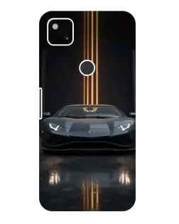 Чехол для Google Pixel 4a с картинкой «Lamborghini золотые линии»