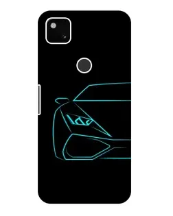 Чехол для Google Pixel 4a с картинкой «Голубой силуэт Lamborghini»