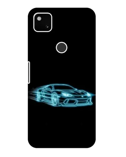 Чехол для Google Pixel 4a с картинкой «Неоновый контур Lamborghini»