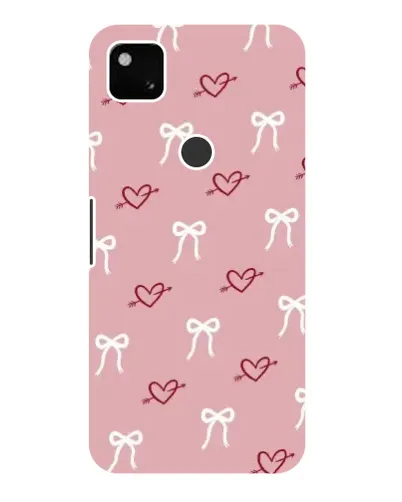 Чехол для Google Pixel 4a с картинкой «Сердца и банты»