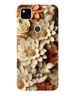 Чехол для Google Pixel 4a с картинкой «Бежевый флористический декор»