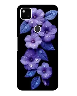 Чехол для Google Pixel 4a с картинкой «Фиолетовые цветы с росою»