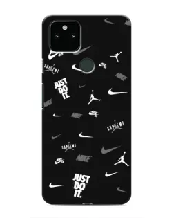 Чехол для Google Pixel 5 с картинкой «Nike Black Pattern»
