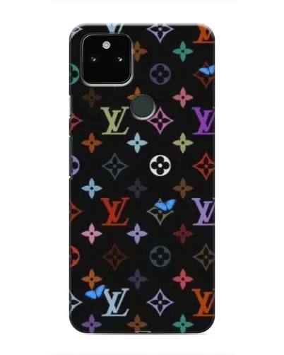Чехол для Google Pixel 5 с картинкой «Цветная монограмма LV»