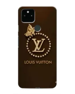 Чехол для Google Pixel 5 с картинкой «LV — золотая печать»