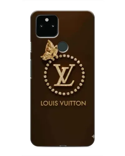 Чехол для Google Pixel 5 с картинкой «LV — золотая печать»