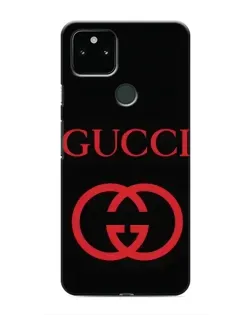 Чехол для Google Pixel 5 с картинкой «Gucci — красный логотип»