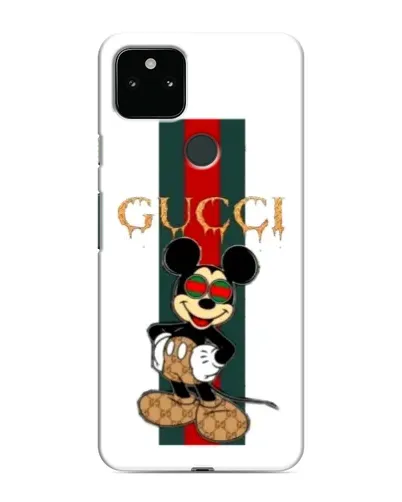 Чехол для Google Pixel 5 с картинкой «Микки Маус Gucci — полосы»