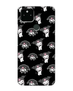 Чехол для Google Pixel 5 с картинкой «Черный паттерн Kuromi»