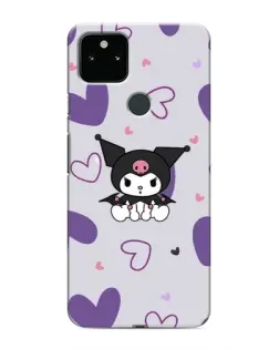 Чехол для Google Pixel 5 с картинкой «Kuromi и лавандовые сердца»