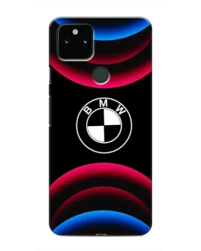 Чехол для Google Pixel 5 с картинкой «Логотип BMW и неоновые дуги»