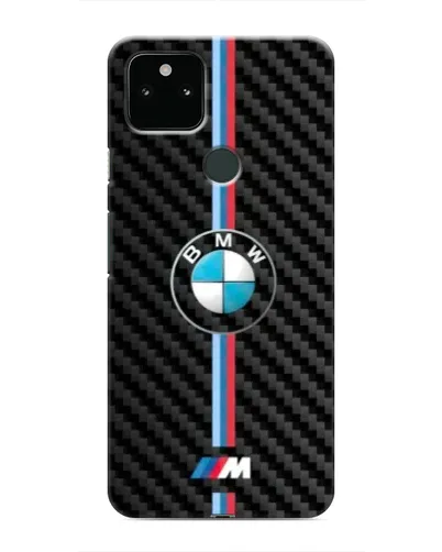 Чехол для Google Pixel 5 с картинкой «Эмблема BMW и карбон»